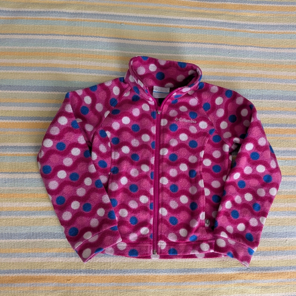 🛍️ BUNDLE ONLY • Girl's Columbia Polka Dot Fleece Jacket XS 6/6X